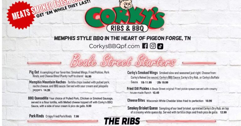 Corky’s BBQ Menu