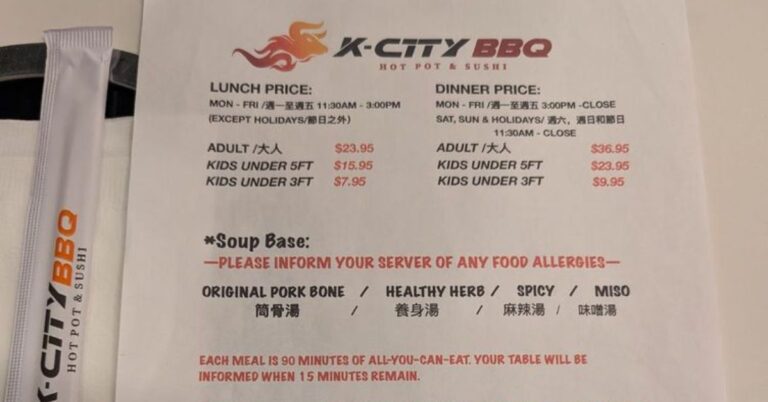 K City BBQ Menu (Update Menu 2025)