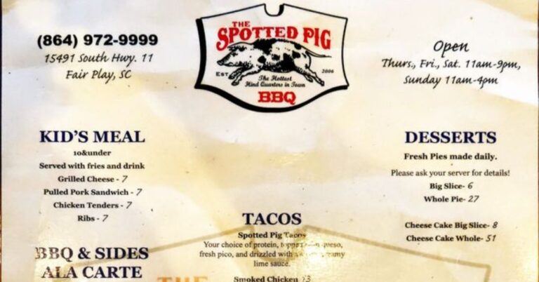 The Spotted Pig BBQ Menu