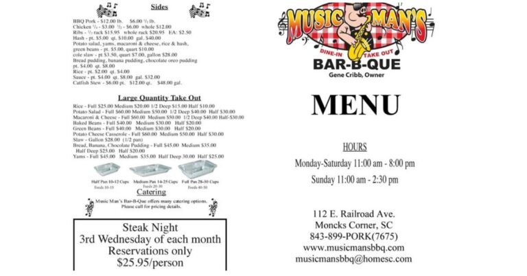 Music Man BBQ Menu (Update Menu 2025)