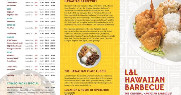 L&L Hawaiian Barbecue Menu And Price