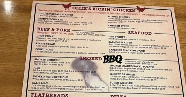 Ollie's Burgers & BBQ Menu
