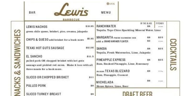 Lewis BBQ Menu (Update Menu 2025)