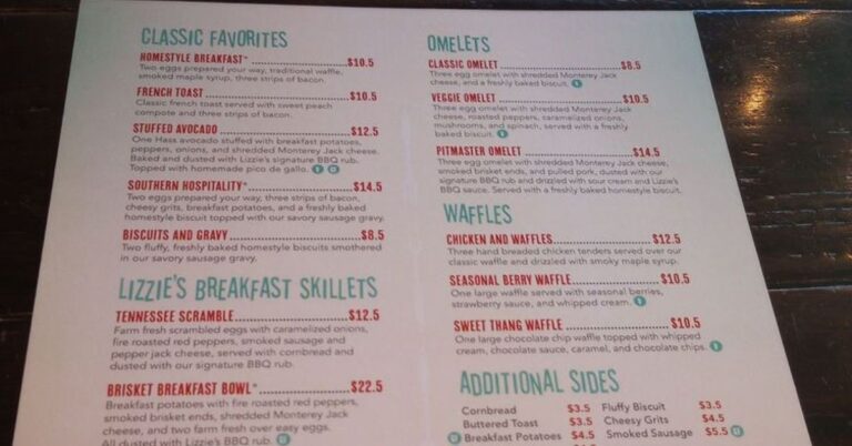 Lizzie’s Memphis Style Barbecue Menu 2025