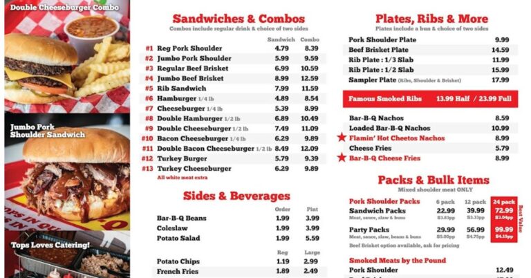 Tops BBQ Menu (Update Menu 2025)