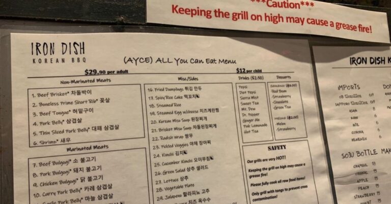 Iron Dish Korean BBQ Menu (Update Menu 2025)
