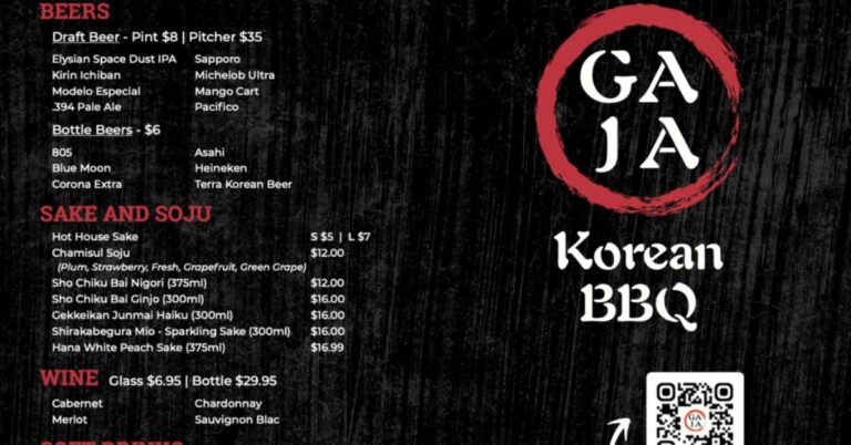 Gaja Korean BBQ Menu