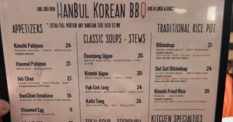 Han Bul Korean BBQ Menu