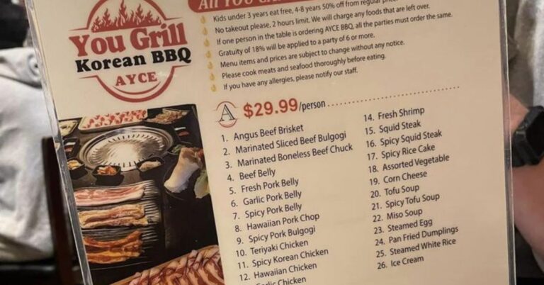 You Grill Korean BBQ Menu