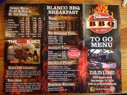 Blanco BBQ Menu