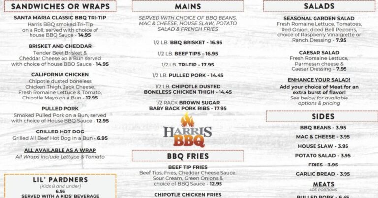Harris BBQ Menu