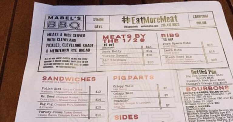 Mabel's BBQ Menu