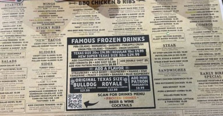Dallas BBQ Menu With Prices