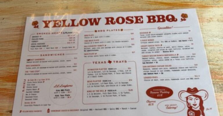 Yellow Rose BBQ Menu
