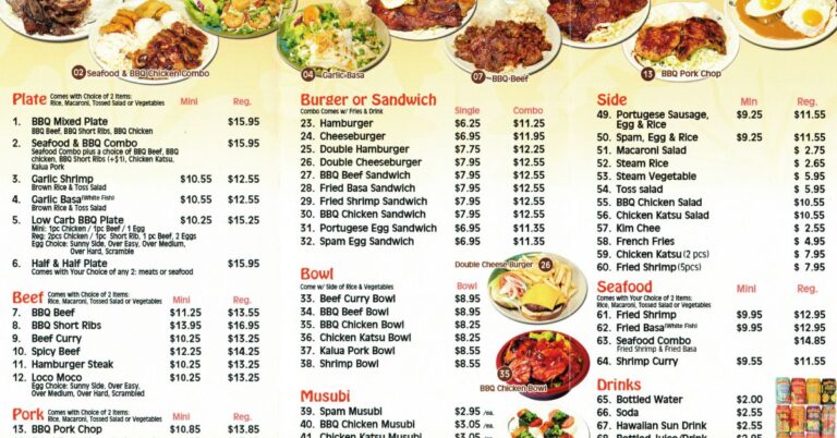 Hana Hawaiian BBQ Menu