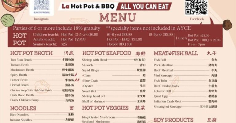 LA Hotpot and BBQ Menu