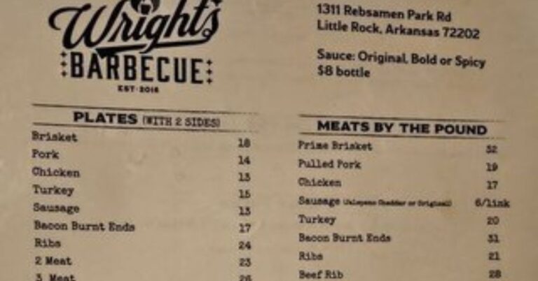 Wrights BBQ Menu