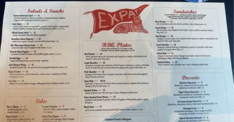 Expat BBQ Menu