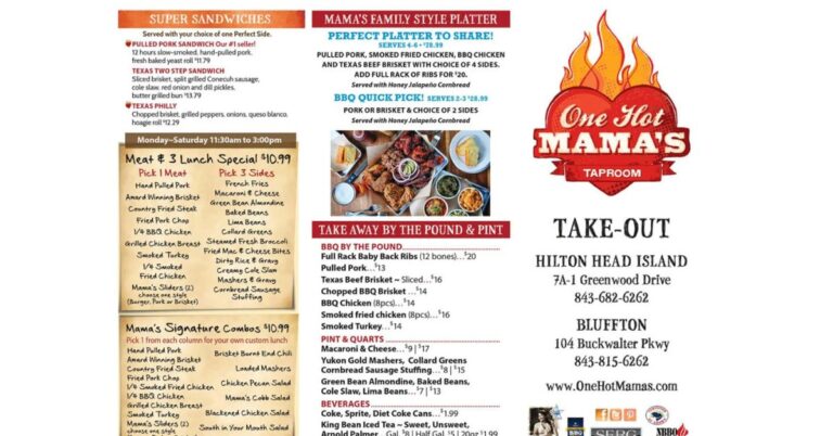One Hot Mama's BBQ Menu