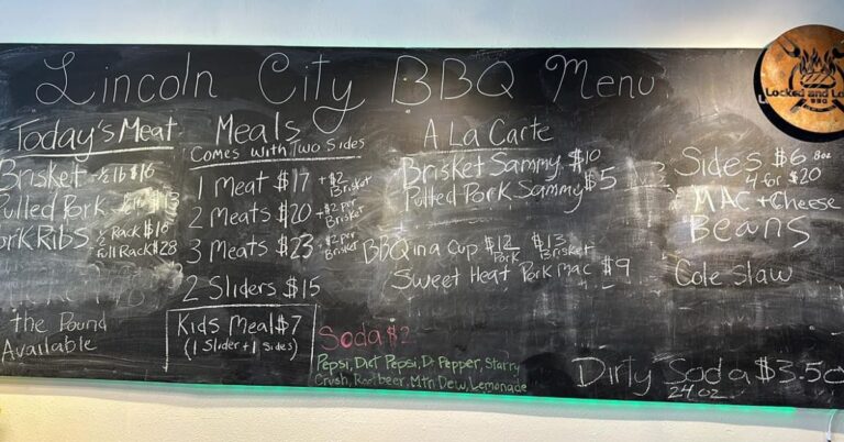 Lincoln City BBQ Menu