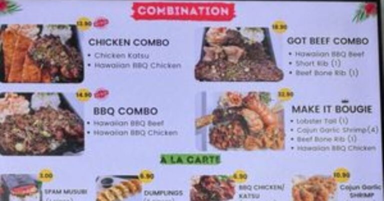 Moon Grill Hawaiian BBQ Menu