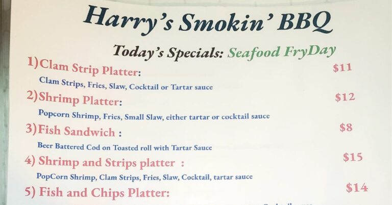 Harry's Smokin BBQ Menu