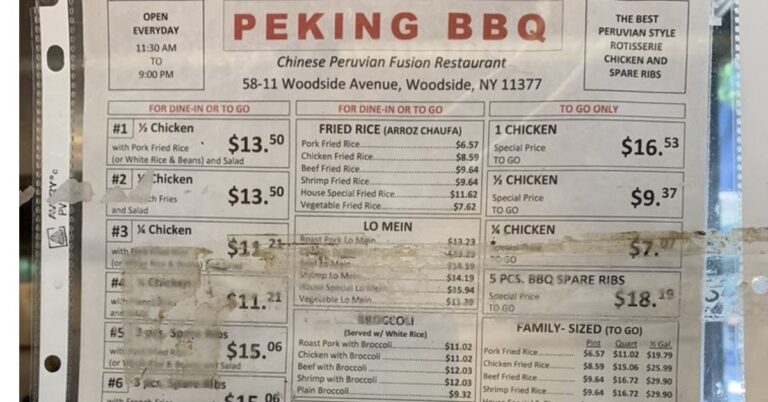 Peking BBQ Menu