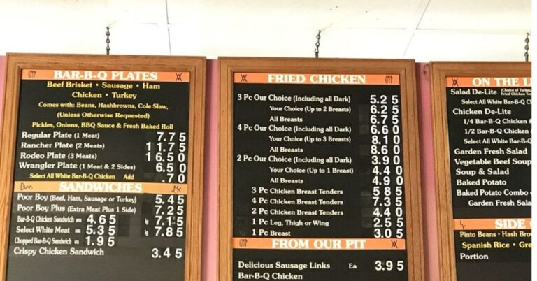 Bill Miller BBQ San Antonio Menu