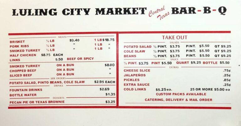 City Market BBQ Menu
