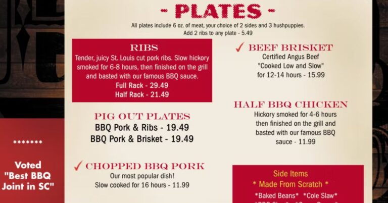 Carolina BBQ Menu