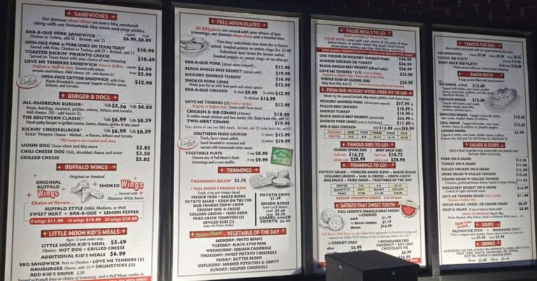 Full Moon BBQ Menu