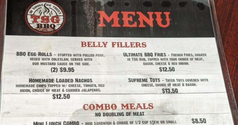 TSG BBQ Menu