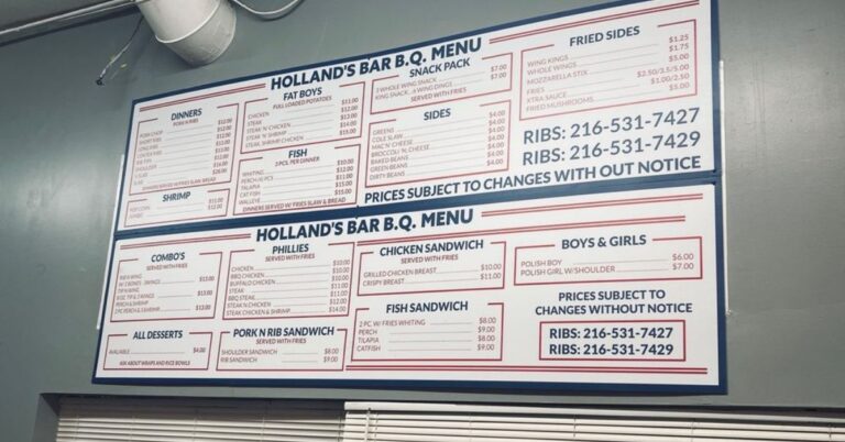 Holland's BBQ Menu