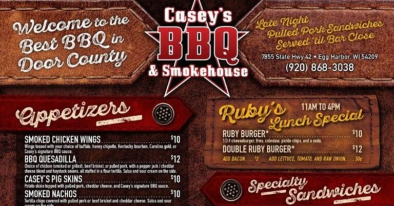 Casey's BBQ & Smokehouse Menu