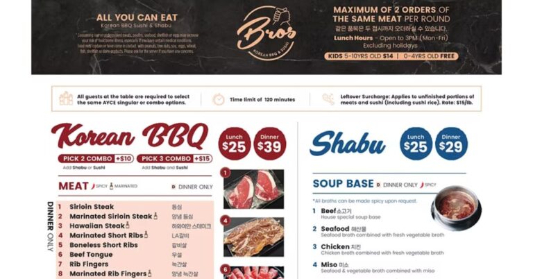 Brothers Korean BBQ Menu