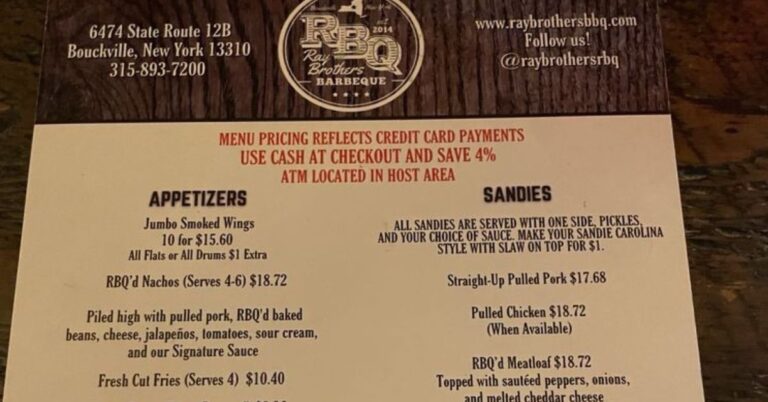 Ray Brothers BBQ Menu