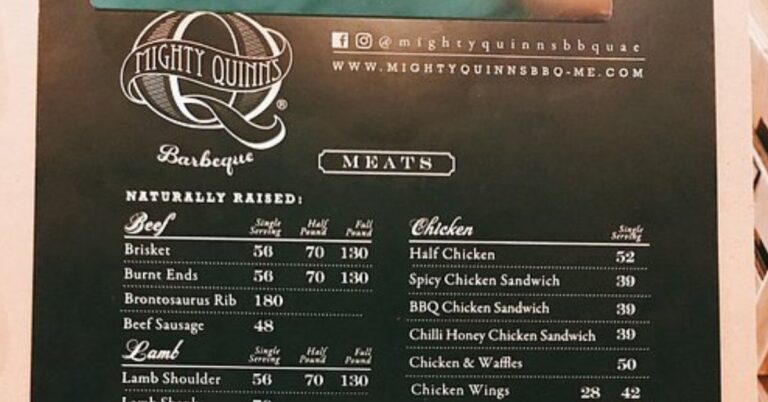 Mighty Quinn's BBQ Menu