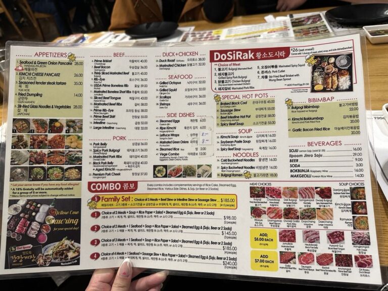 Yellow Cow Korean BBQ Menu