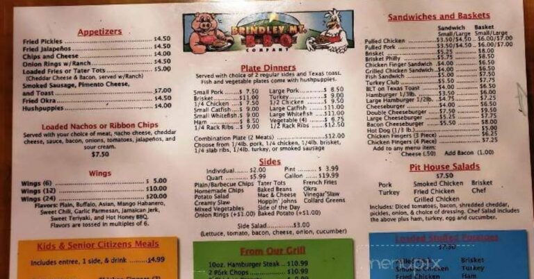 Brindley Mountain BBQ Menu