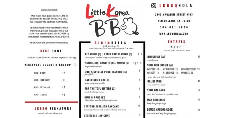 Little Korea BBQ Menu